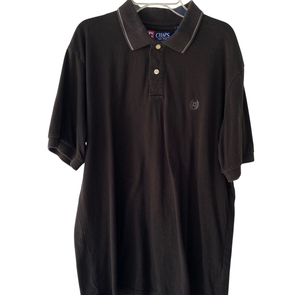 Chaps Black Medium‎ Polo Shirt Cotton Blend Short Sleeve Collared Casual Top Men